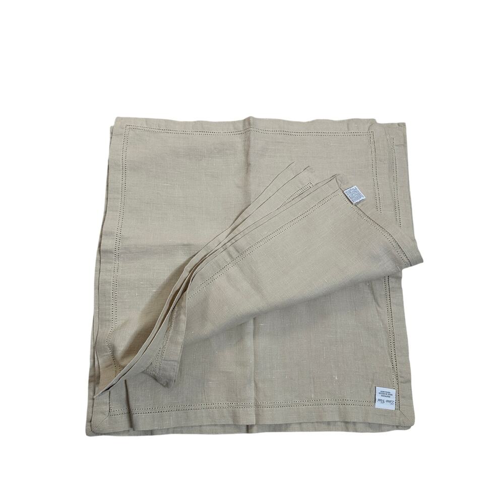 Vintage Lina Vasi 100% Linen Table Napkins in Natural Set of 7